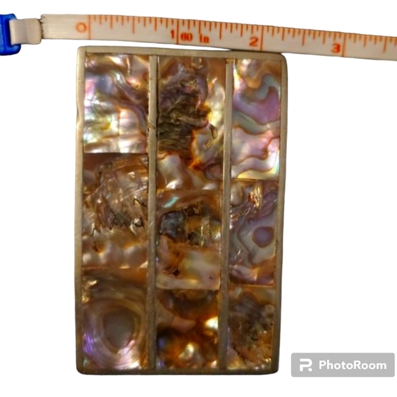 Vintage Mexican Silver Abalone Inlay Belt Buckle - Picture 3 of 5